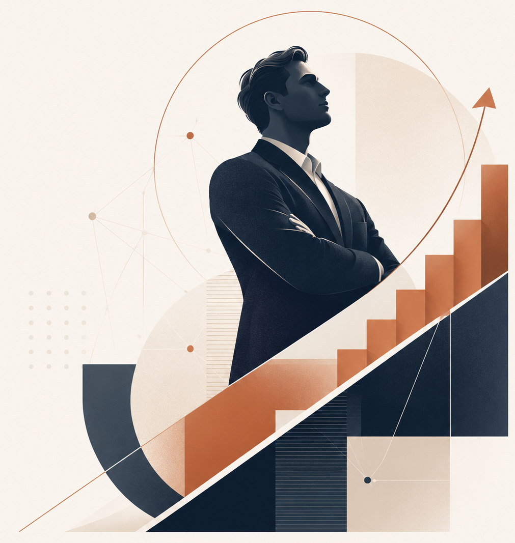 Ilustración de liderazgo ejecutivo y crecimiento empresarial