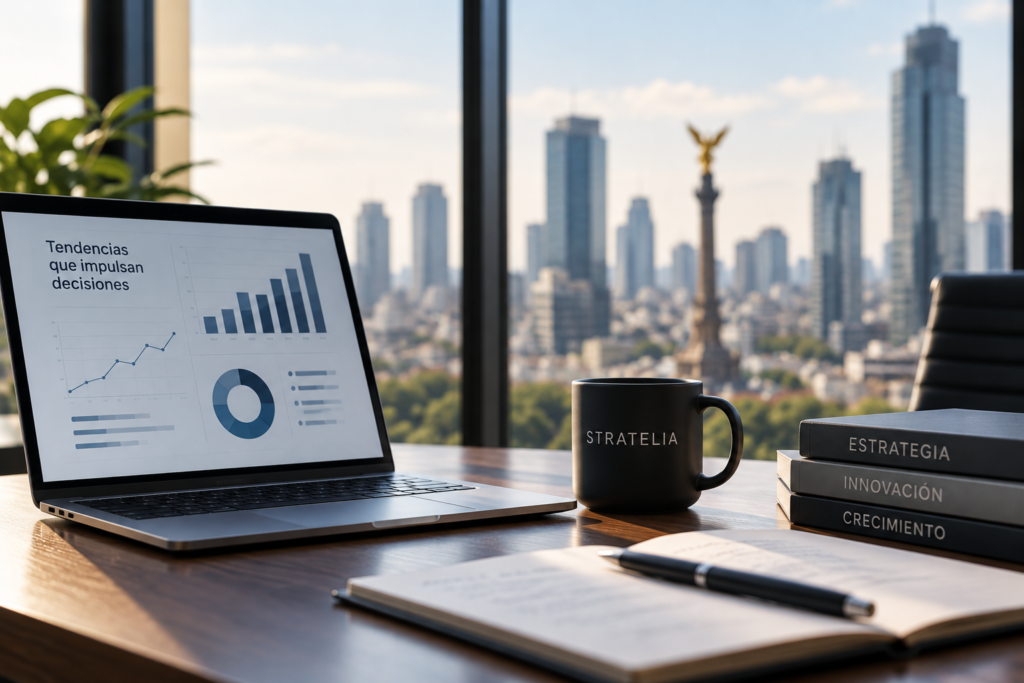 Análisis y tendencias empresariales en oficina